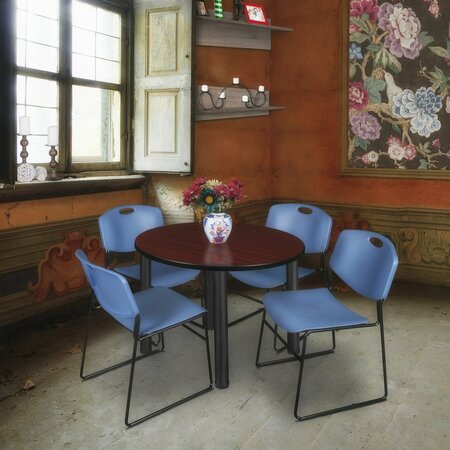 REGENCY Round Tables > Breakroom Tables > Kee Round Table & Chair Sets, 36 W, 36 L, 29 H, Mahogany TB36RNDMHBPBK44BE